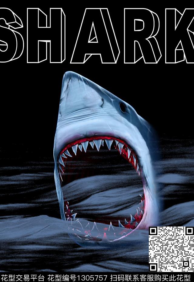 鲨鱼动物定位男装印花数码印花华亿平台下载（图片编号: 1305757） - 瓦栏（Walan）