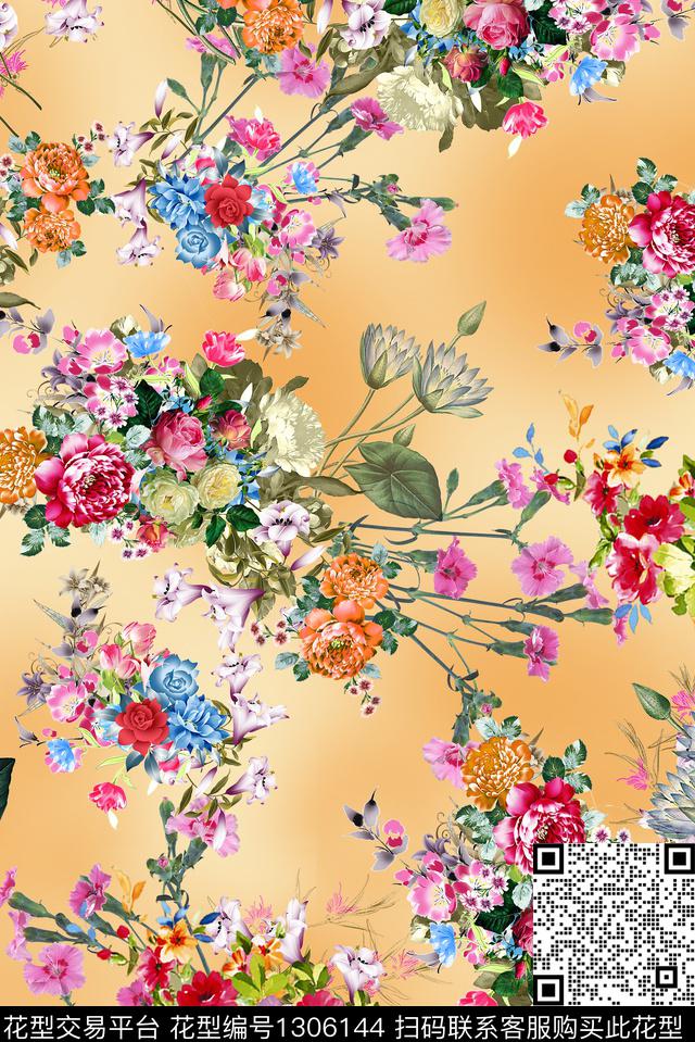 花卉满版散花小碎花数码印花华亿平台下载（图片编号: 1306144） - 瓦栏（Walan）