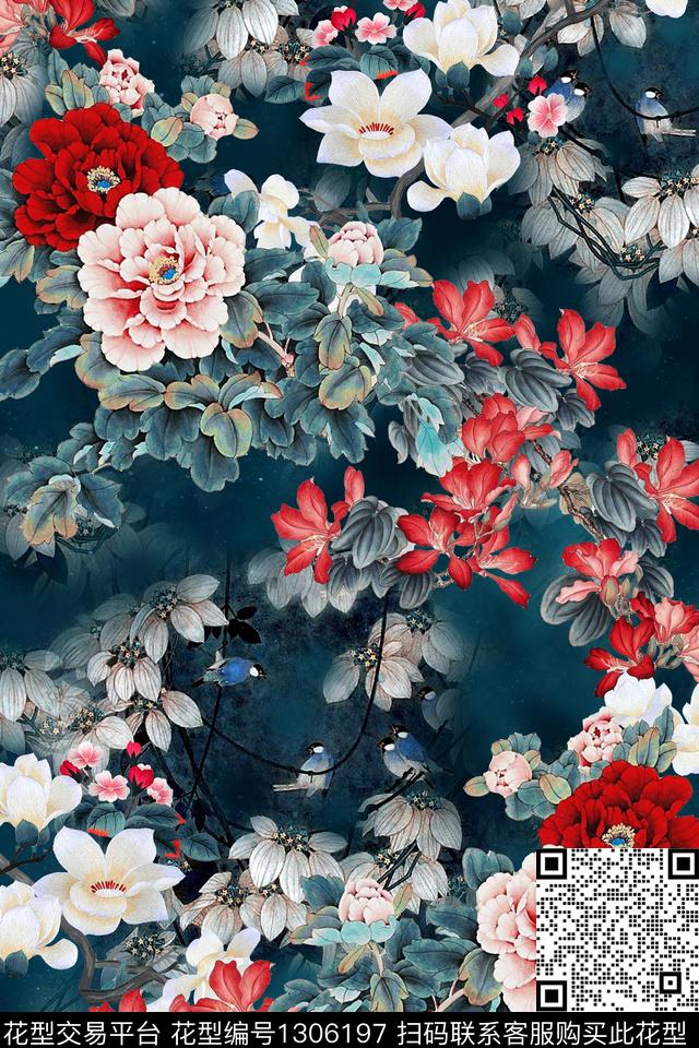 香云纱中国风复古旗袍华亿平台数码印花华亿平台下载（图片编号: 1306197） - 瓦栏（Walan）