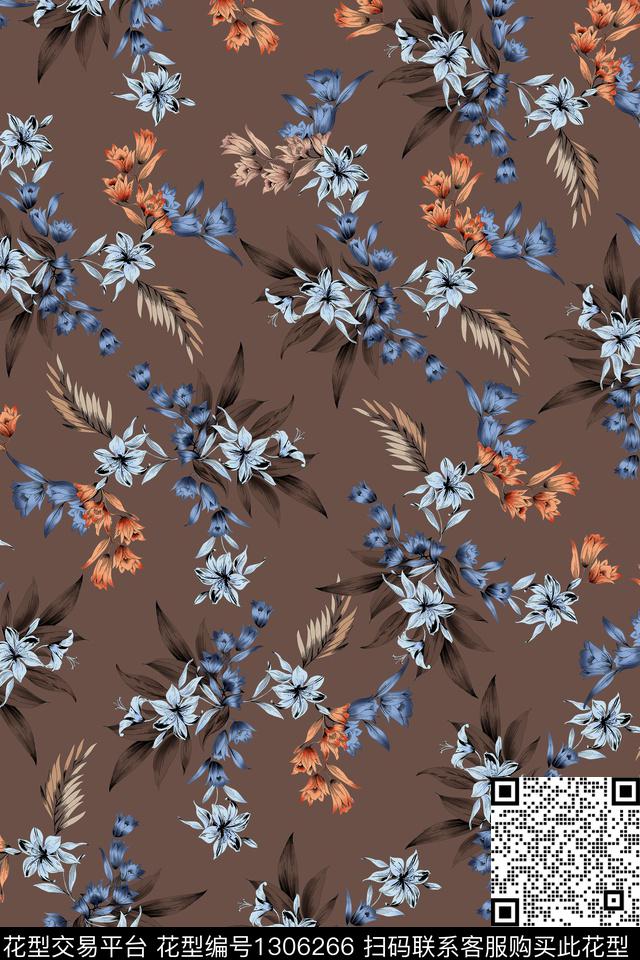 时尚纹理花卉数码印花华亿平台下载（图片编号: 1306266） - 瓦栏（Walan）