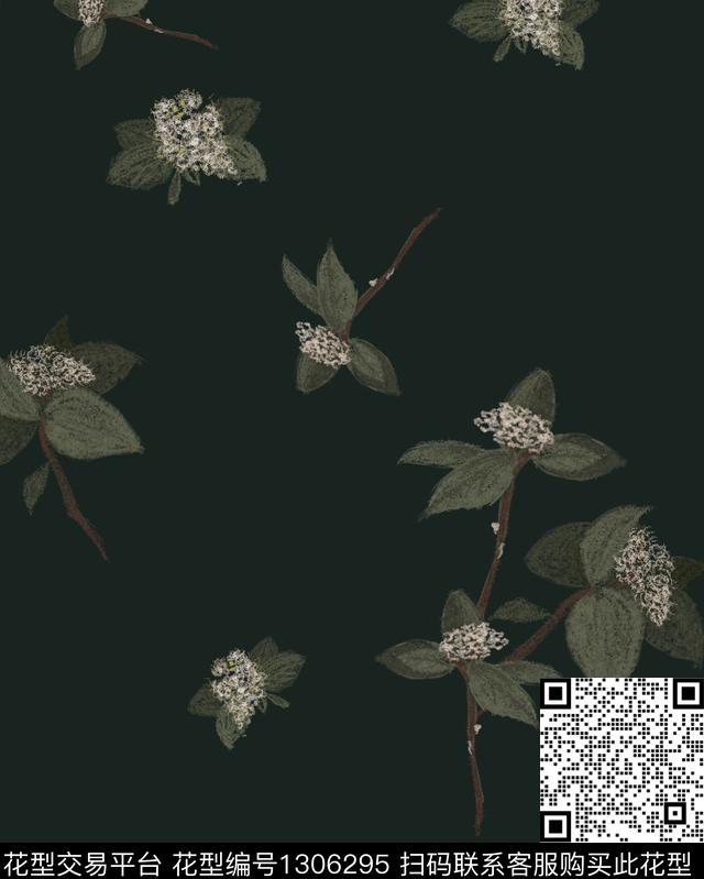 简约清爽底花卉春夏华亿平台数码印花华亿平台下载（图片编号: 1306295） - 瓦栏（Walan）