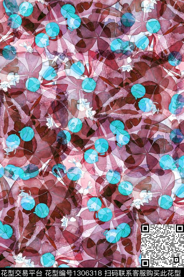 绿植树叶花瓣小碎花数码印花华亿平台下载（图片编号: 1306318） - 瓦栏（Walan）