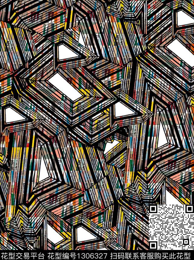 几何抽象数码印花华亿平台下载（图片编号: 1306327） - 瓦栏（Walan）
