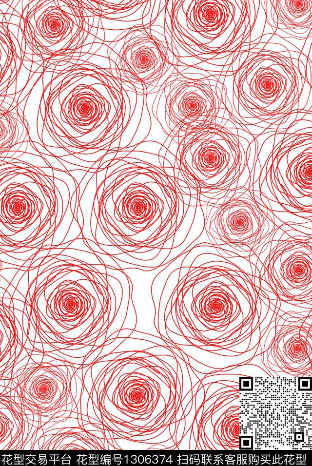 线条大牌风抽象数码印花华亿平台下载（图片编号: 1306374） - 瓦栏（Walan）