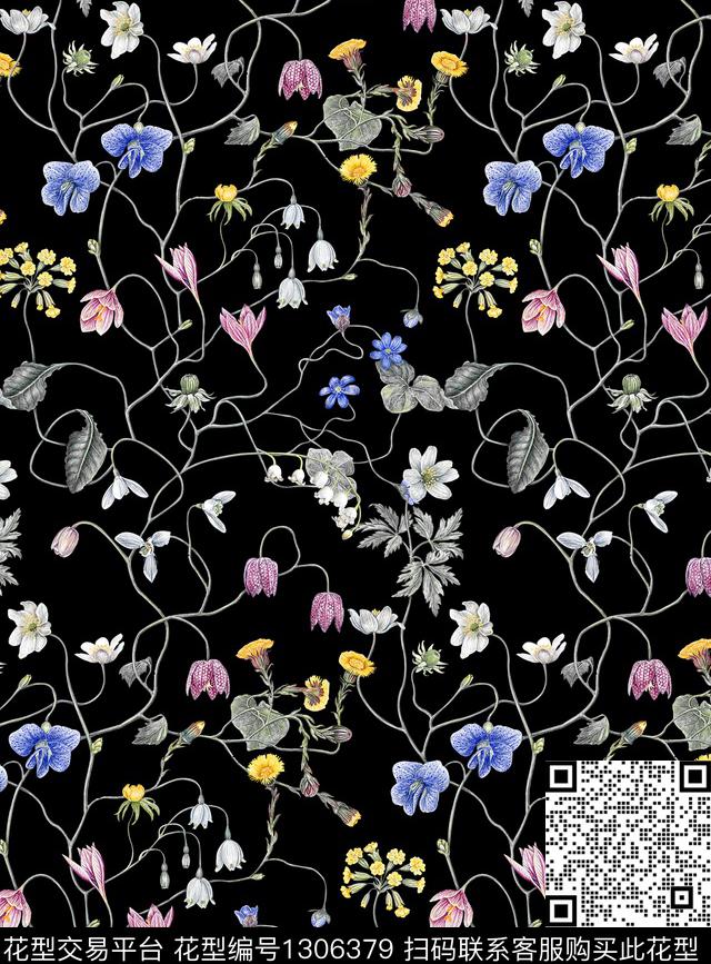花卉大牌风小碎花数码印花华亿平台下载（图片编号: 1306379） - 瓦栏（Walan）