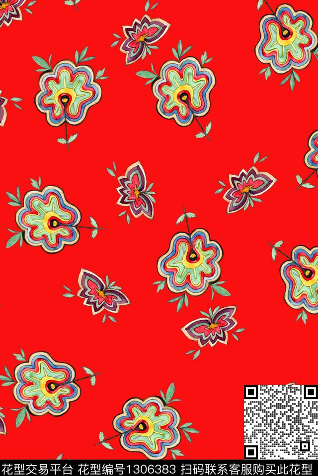 小碎花民族风花卉数码印花华亿平台下载（图片编号: 1306383） - 瓦栏（Walan）