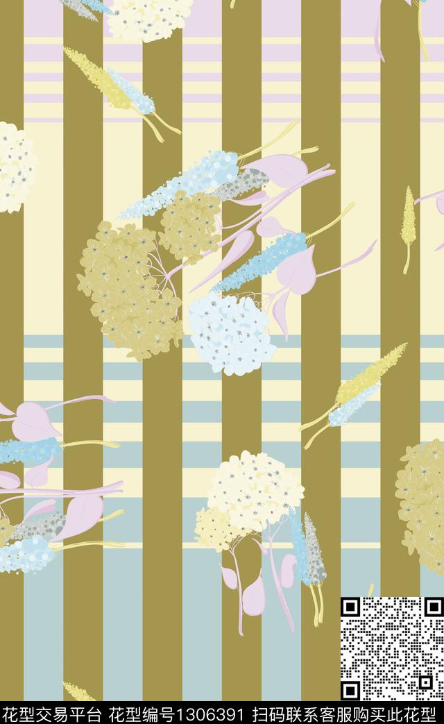 几何花卉大牌风数码印花华亿平台下载（图片编号: 1306391） - 瓦栏（Walan）