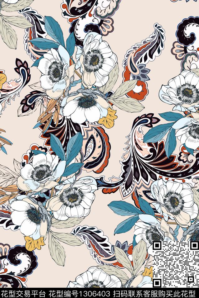 花卉大牌风小碎花数码印花华亿平台下载（图片编号: 1306403） - 瓦栏（Walan）