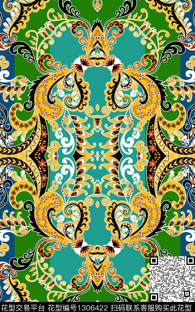 波西米亚佩斯利民族风传统印花华亿平台下载（图片编号: 1306422） - 瓦栏（Walan）