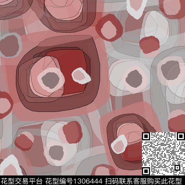 几何抽象圆圈与波点数码印花华亿平台下载（图片编号: 1306444） - 瓦栏（Walan）