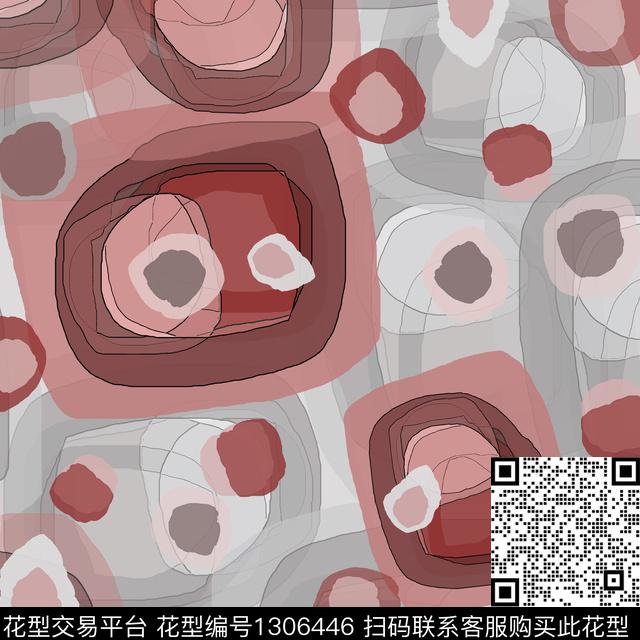 几何抽象圆圈与波点数码印花华亿平台下载（图片编号: 1306446） - 瓦栏（Walan）