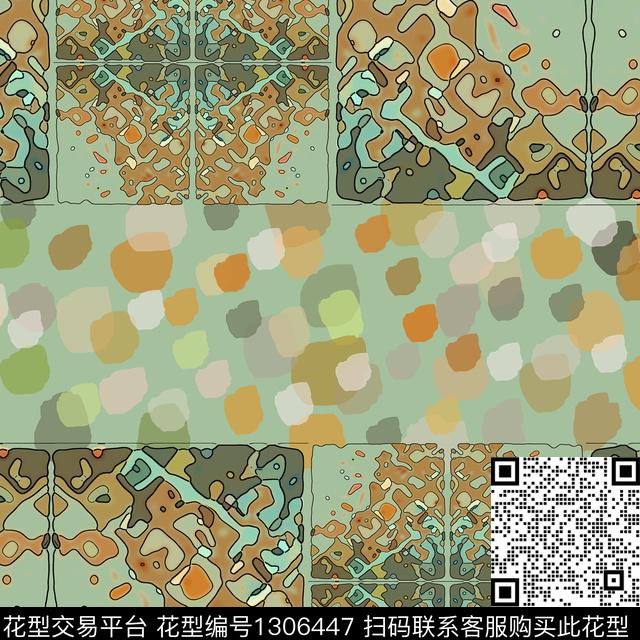 几何抽象圆圈与波点数码印花华亿平台下载（图片编号: 1306447） - 瓦栏（Walan）