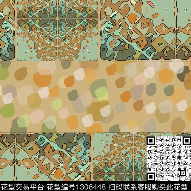 几何抽象圆圈与波点数码印花华亿平台下载（图片编号: 1306448） - 瓦栏（Walan）