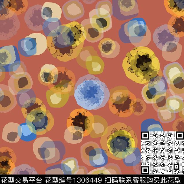 几何抽象圆圈与波点数码印花华亿平台下载（图片编号: 1306449） - 瓦栏（Walan）