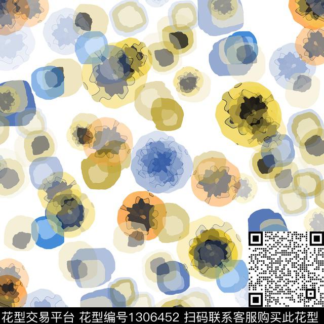 几何抽象圆圈与波点数码印花华亿平台下载（图片编号: 1306452） - 瓦栏（Walan）