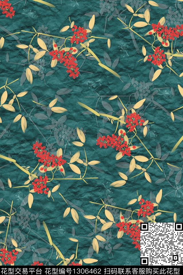 包金华亿平台满版散花小碎花数码印花华亿平台下载（图片编号: 1306462） - 瓦栏（Walan）