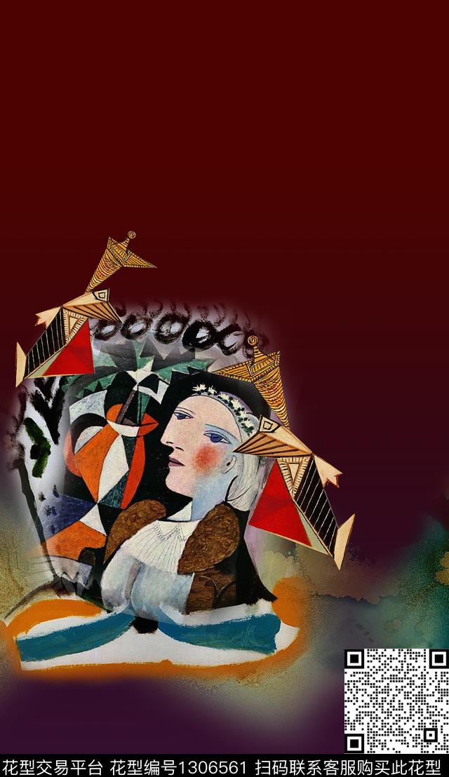 几何大牌风抽象数码印花华亿平台下载（图片编号: 1306561） - 瓦栏（Walan）