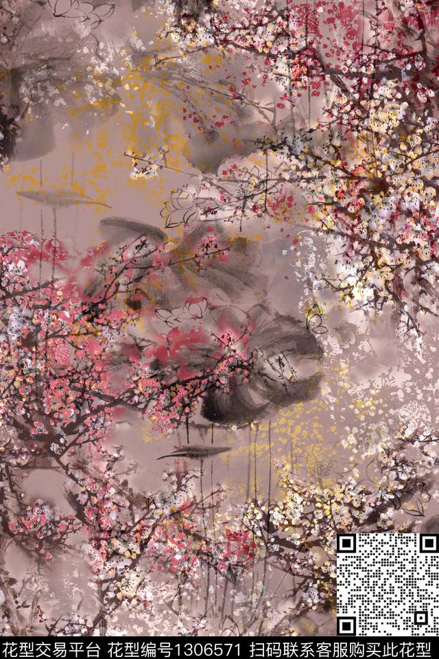 肌理香云纱小碎花数码印花华亿平台下载（图片编号: 1306571） - 瓦栏（Walan）