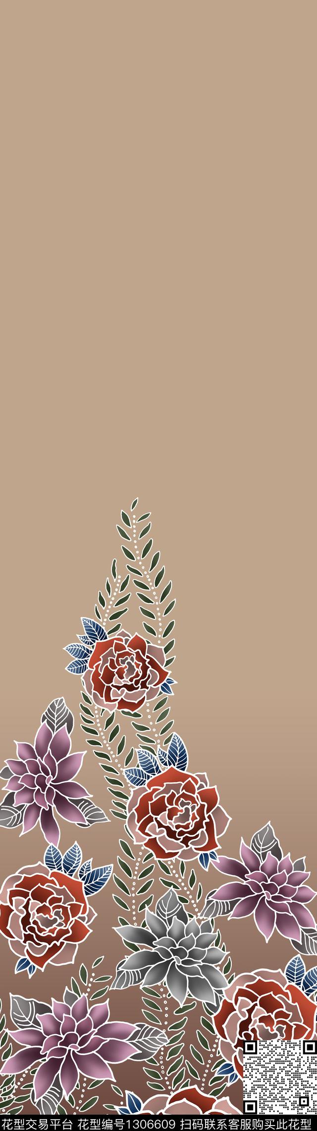 女装定位花渐变蜡染数码印花华亿平台下载（图片编号: 1306609） - 瓦栏（Walan）