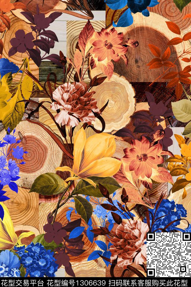 时尚花卉大牌风数码印花华亿平台下载（图片编号: 1306639） - 瓦栏（Walan）