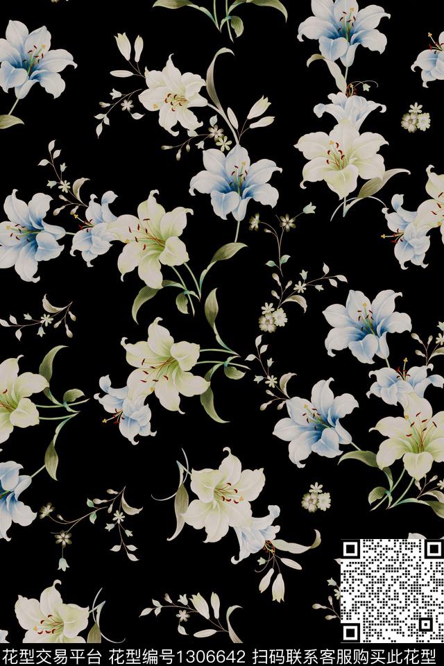 时尚花卉大牌风数码印花华亿平台下载（图片编号: 1306642） - 瓦栏（Walan）