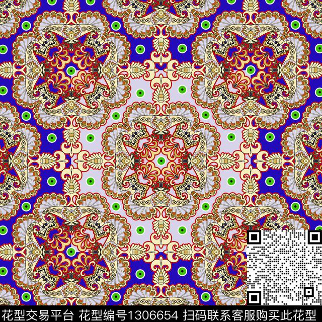 波西米亚佩斯利抽象传统印花华亿平台下载（图片编号: 1306654） - 瓦栏（Walan）