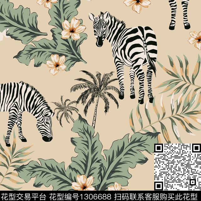 斑马椰子树绿植树叶传统印花华亿平台下载（图片编号: 1306688） - 瓦栏（Walan）