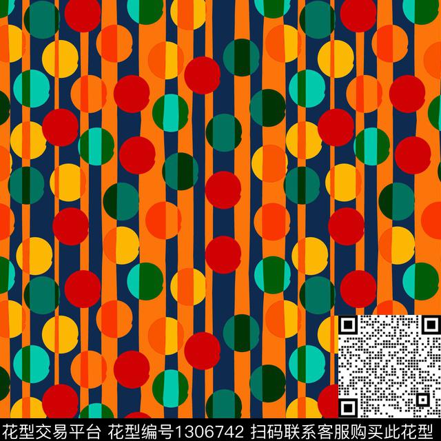 圆形条纹老蓝底传统印花华亿平台下载（图片编号: 1306742） - 瓦栏（Walan）