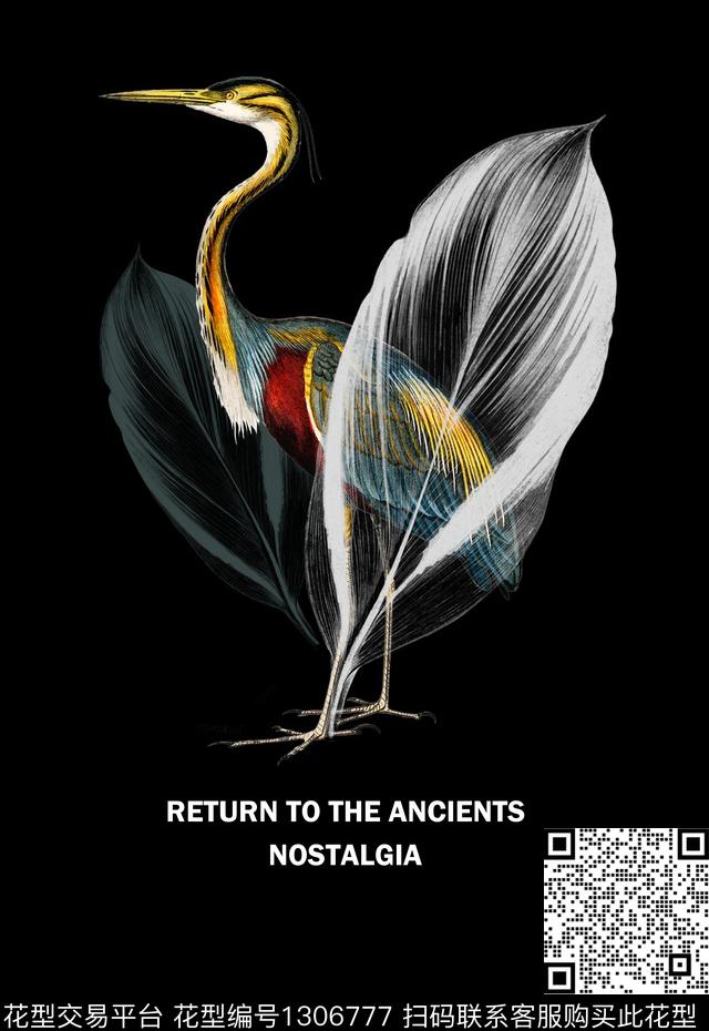 鸟复古大牌风数码印花华亿平台下载（图片编号: 1306777） - 瓦栏（Walan）
