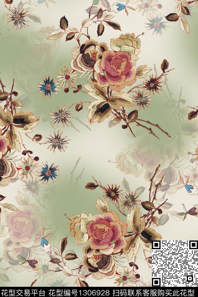 民族风花卉大牌风数码印花华亿平台下载（图片编号: 1306928） - 瓦栏（Walan）