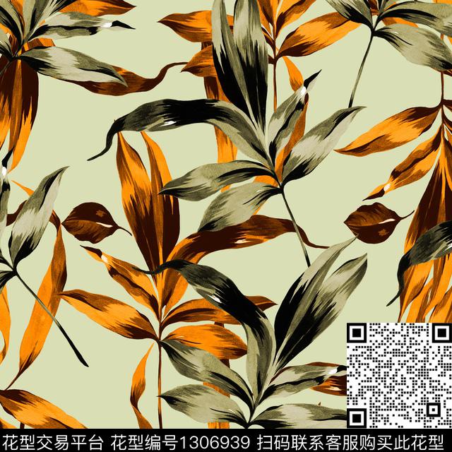 纸印花绿植树叶男装满版花传统印花华亿平台下载（图片编号: 1306939） - 瓦栏（Walan）