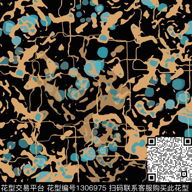 几何抽象圆圈与波点数码印花华亿平台下载（图片编号: 1306975） - 瓦栏（Walan）