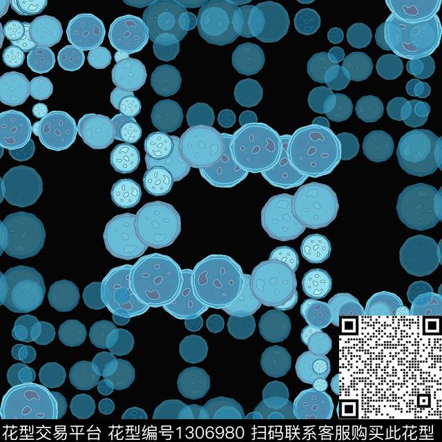 几何抽象圆圈与波点数码印花华亿平台下载（图片编号: 1306980） - 瓦栏（Walan）