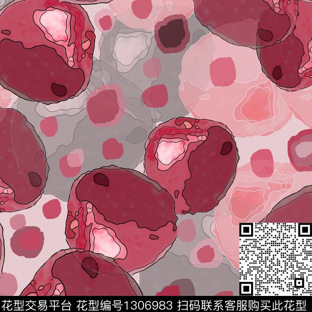 几何抽象圆圈与波点数码印花华亿平台下载（图片编号: 1306983） - 瓦栏（Walan）