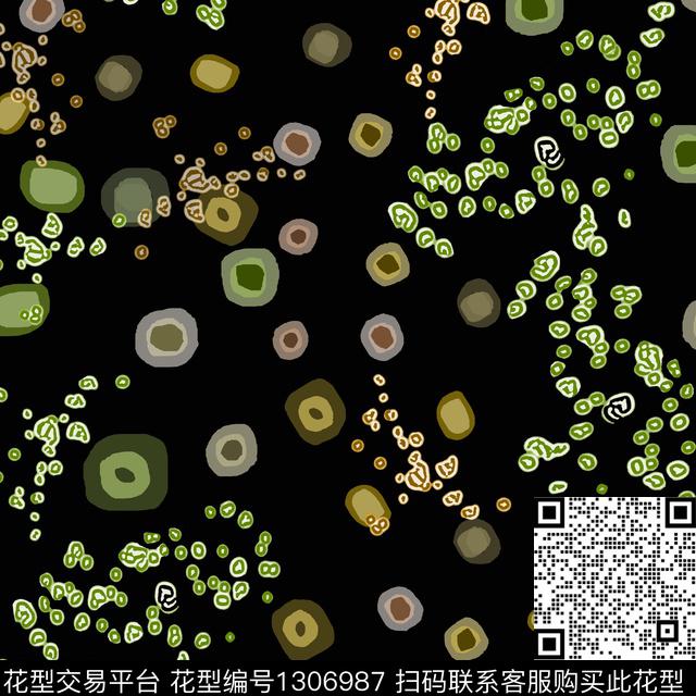 几何抽象圆圈与波点传统印花华亿平台下载（图片编号: 1306987） - 瓦栏（Walan）