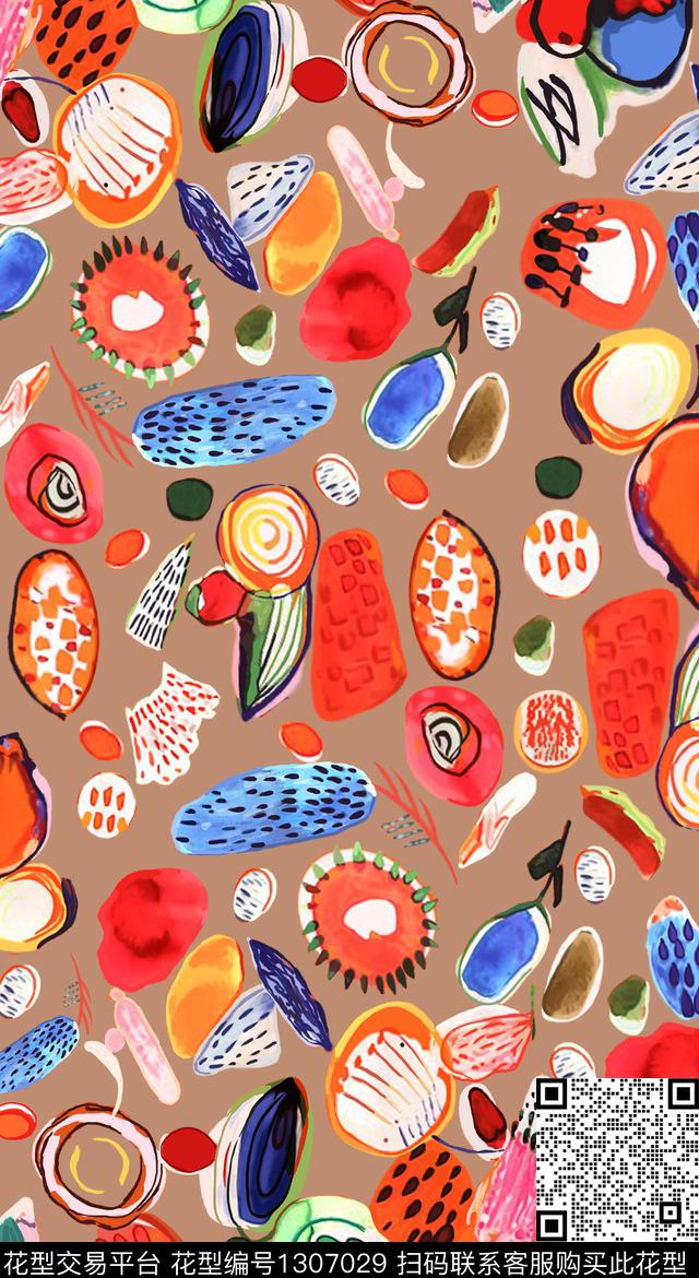 大牌风年轻女性抽象数码印花华亿平台下载（图片编号: 1307029） - 瓦栏（Walan）