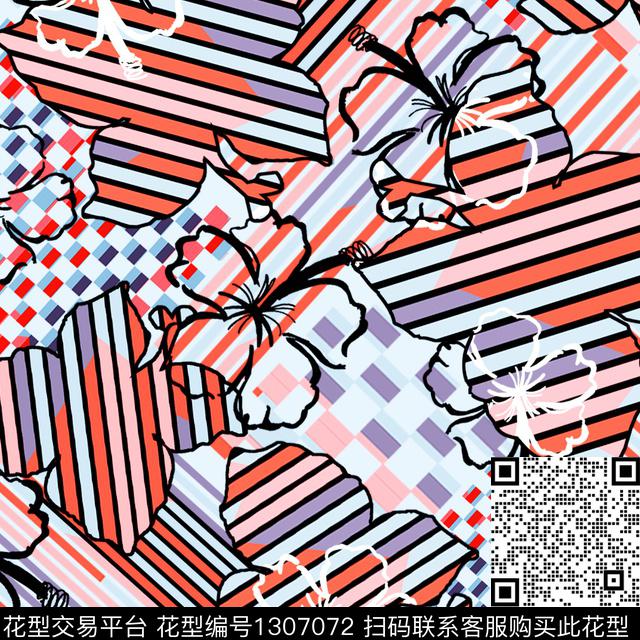 几何大牌风条纹传统印花华亿平台下载（图片编号: 1307072） - 瓦栏（Walan）