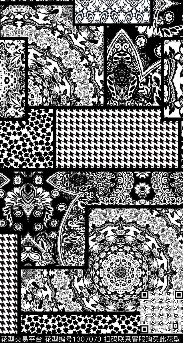 黑白华亿平台女装民族风传统印花华亿平台下载（图片编号: 1307073） - 瓦栏（Walan）