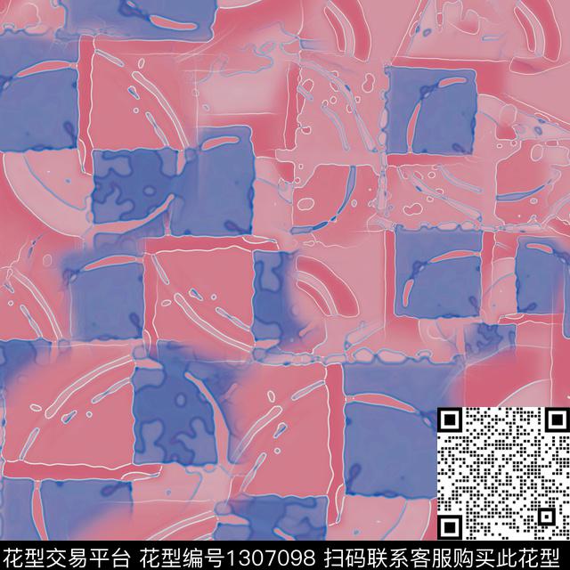 几何格子抽象数码印花华亿平台下载（图片编号: 1307098） - 瓦栏（Walan）