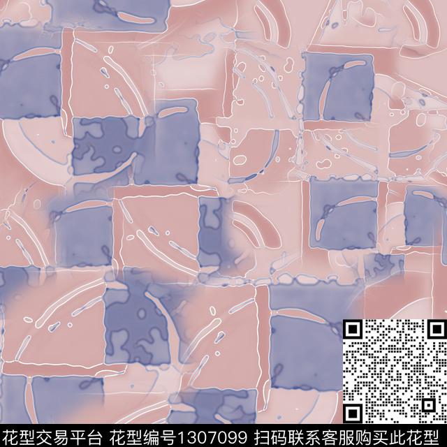 几何格子抽象数码印花华亿平台下载（图片编号: 1307099） - 瓦栏（Walan）