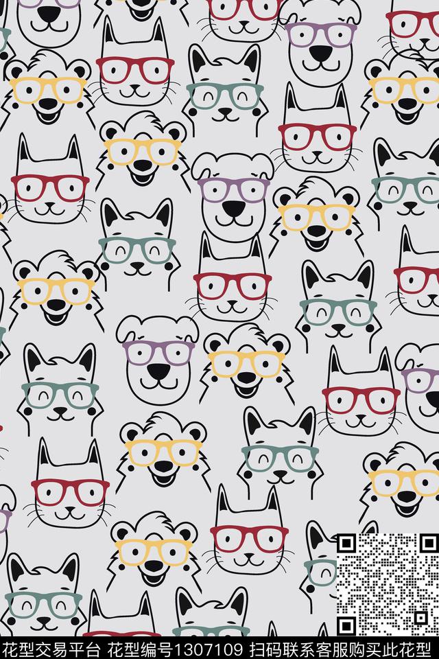 可爱卡通动物趣味传统印花华亿平台下载（图片编号: 1307109） - 瓦栏（Walan）