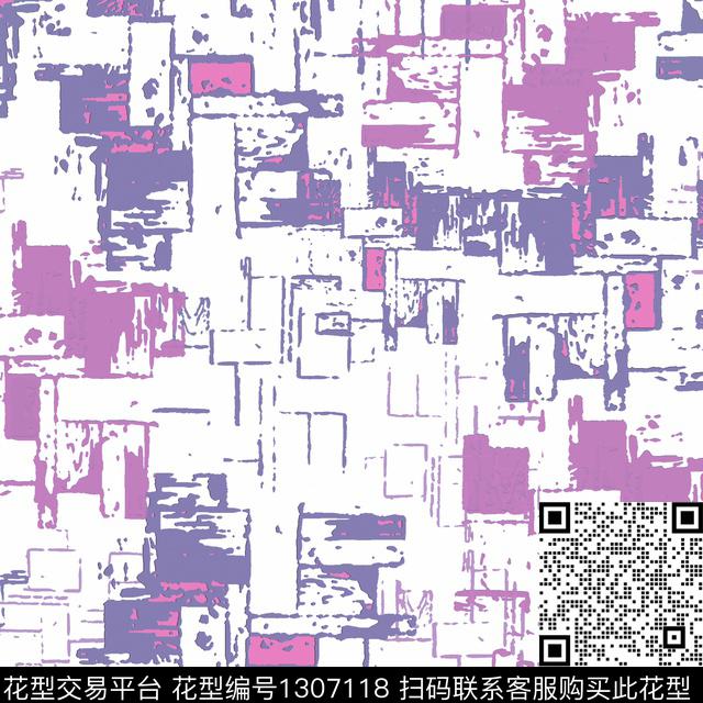 几何格子抽象数码印花华亿平台下载（图片编号: 1307118） - 瓦栏（Walan）