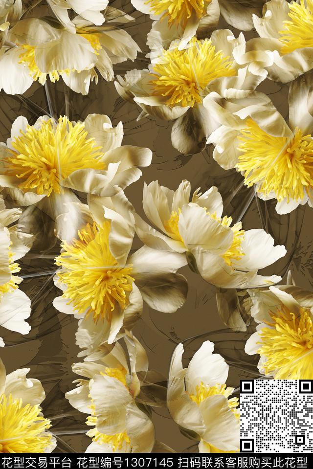 植物花草高档女装复古潮流数码印花华亿平台下载（图片编号: 1307145） - 瓦栏（Walan）