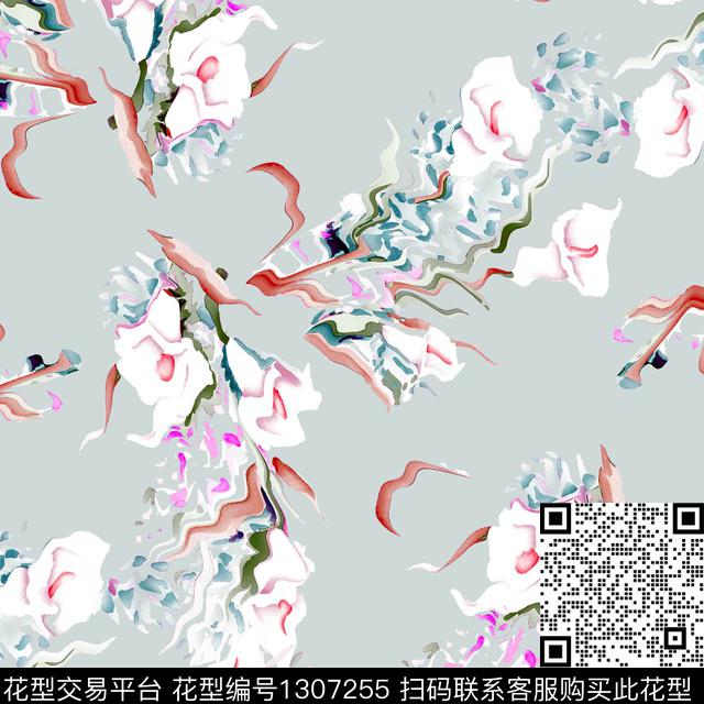 花卉满版散花大牌风数码印花华亿平台下载（图片编号: 1307255） - 瓦栏（Walan）