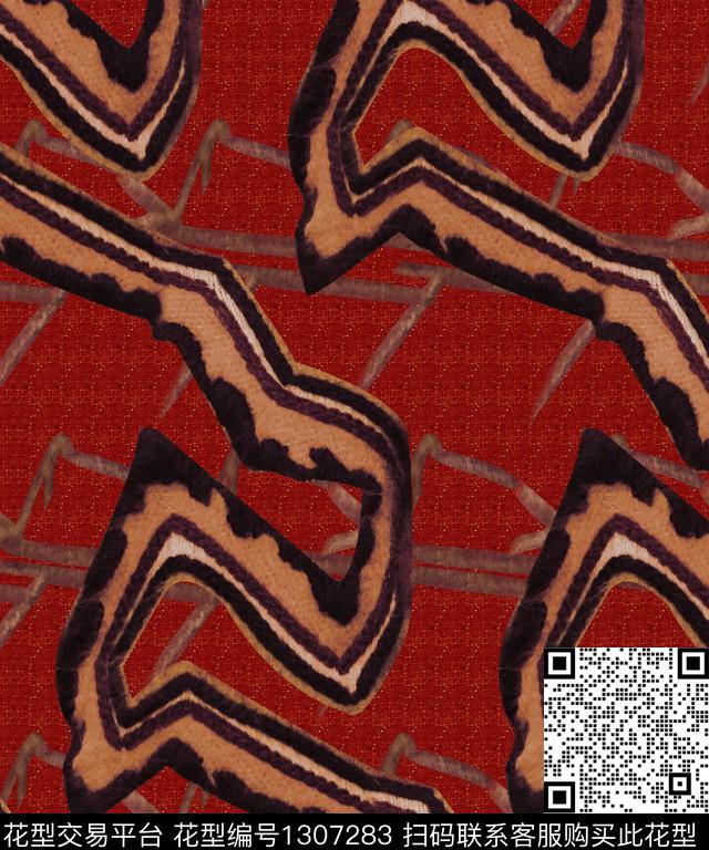 几何豹纹大牌风数码印花华亿平台下载（图片编号: 1307283） - 瓦栏（Walan）