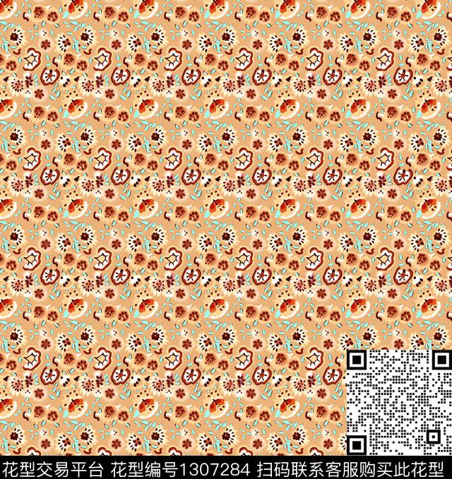 花卉春夏华亿平台大牌风数码印花华亿平台下载（图片编号: 1307284） - 瓦栏（Walan）