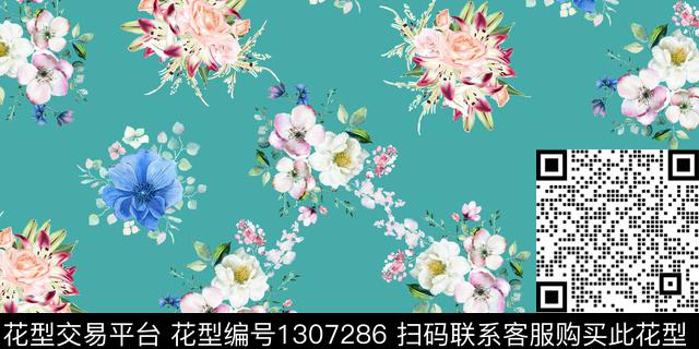 数码华亿平台手绘花卉手绘花卉女装数码印花华亿平台下载（图片编号: 1307286） - 瓦栏（Walan）