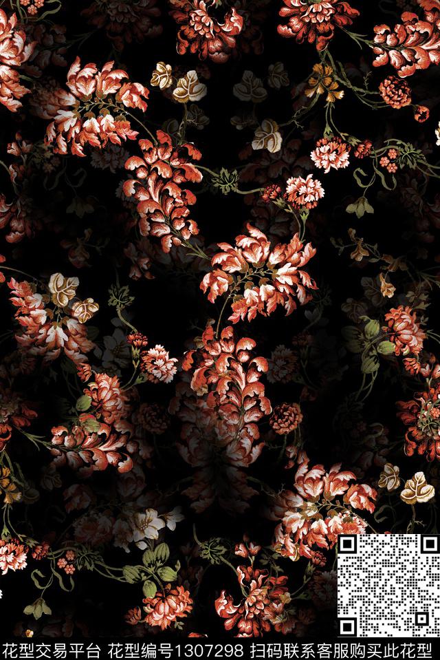 满版散花春夏华亿平台小碎花数码印花华亿平台下载（图片编号: 1307298） - 瓦栏（Walan）