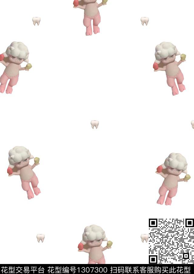 天使骨头卡通人物数码印花华亿平台下载（图片编号: 1307300） - 瓦栏（Walan）