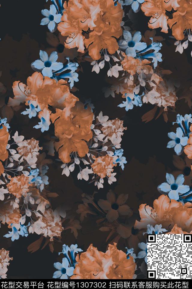 复古褪色花卉满版散花数码印花华亿平台下载（图片编号: 1307302） - 瓦栏（Walan）